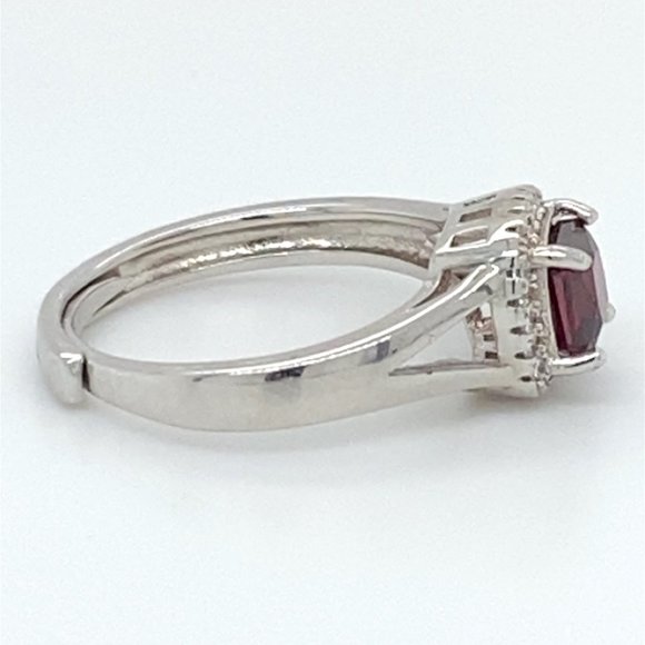 Pyrope Garnet 1.20ct White Gold Finish Solid 925 Sterling Silver Ring - Picture 4 of 7